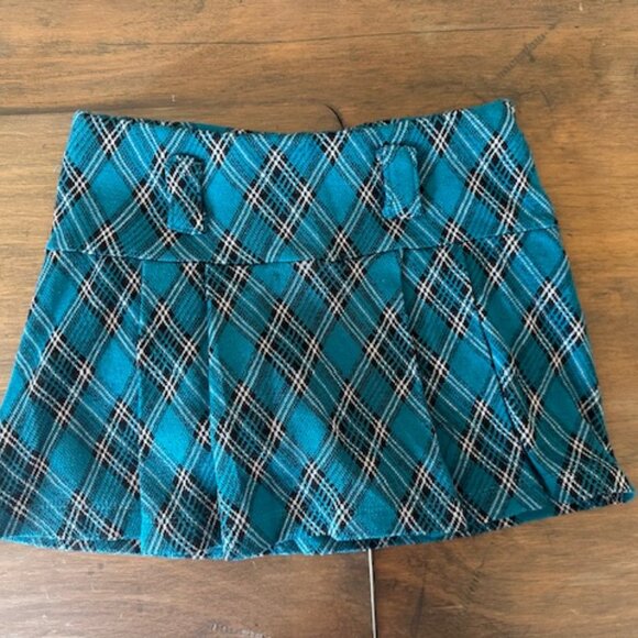 Beautees 2 pc Teal & Black Plaid Skirt & Top Set 8492 - Picture 6 of 8